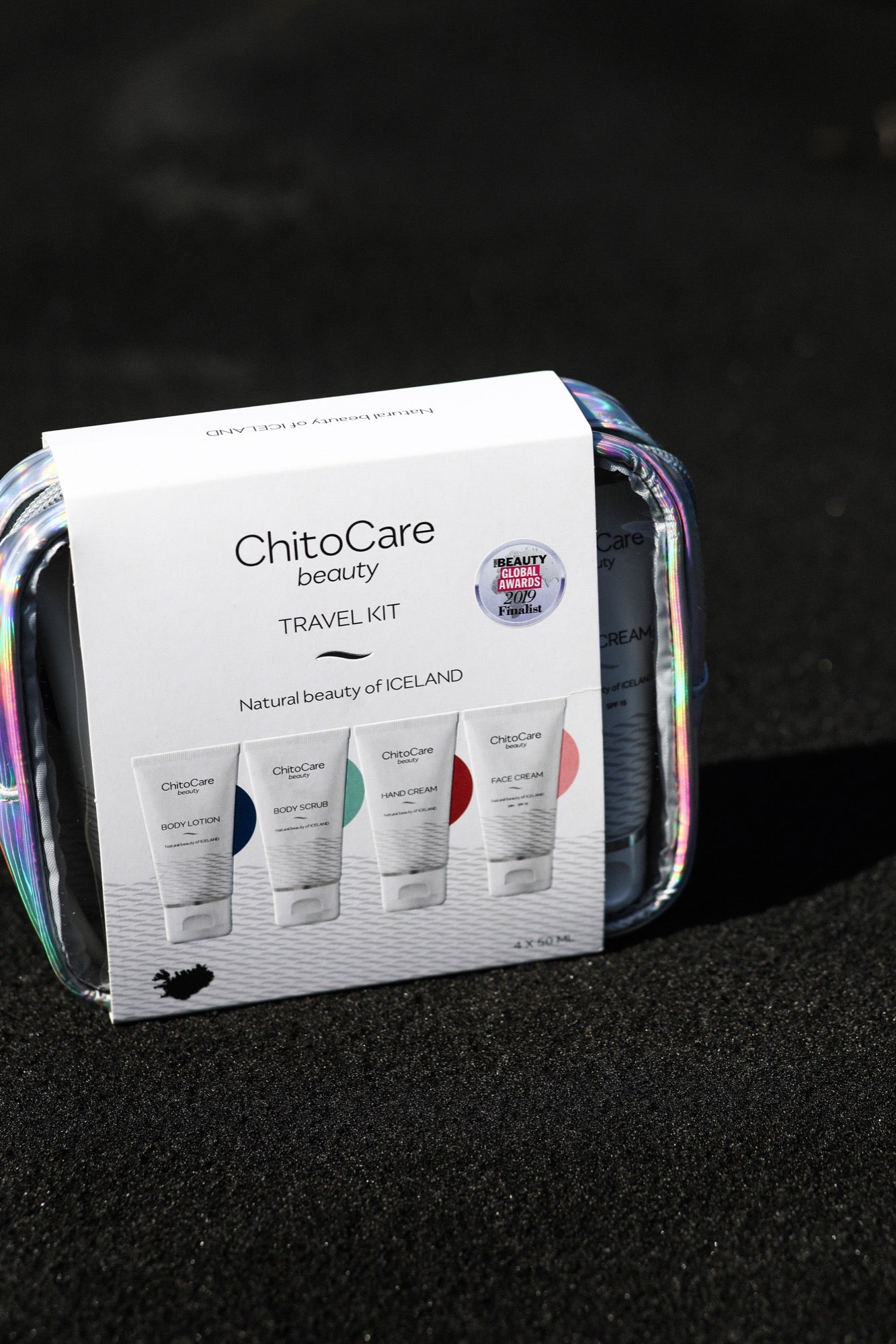 ChitoCare Beauty Ferðasett með Body Lotion, Body Scrub, Hand Cream og Face Cream