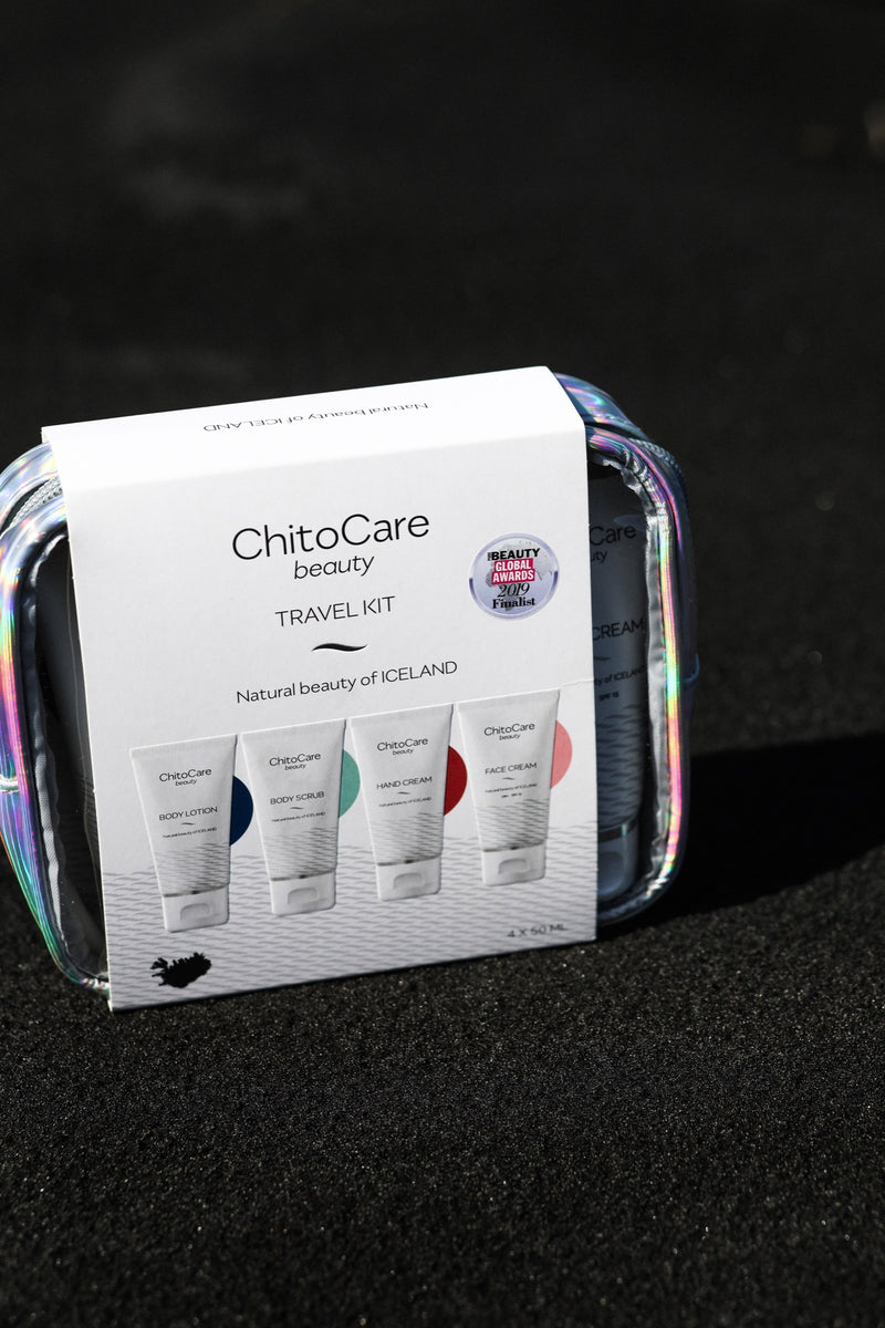 ChitoCare Beauty Ferðasett með Body Lotion, Body Scrub, Hand Cream og Face Cream
